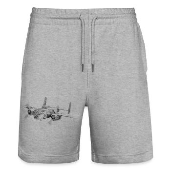 B-25 - Stanley/Stella Unisex Bio Joggingshorts Trainer  - Grau meliert - Vorne - Nik (191cm) & Marisol (170cm)
