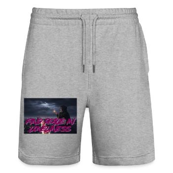 Paix solitaire - Short de jogging bio TRAINER Stanley/Stella unisexe - gris chiné - Devant - Nik (191cm) & Marisol (170cm)