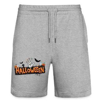 Halloween – Zombie Hand & Pumpkins. - Stanley/Stella Trainer Unisex Organic Jogging Shorts - heather grey - Front - Nik (191cm) & Marisol (170cm)