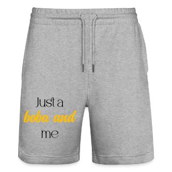 Just A Boba And Me Relaxing Bubble Tea Moment	 - Stanley/Stella Trainer Unisex Organic Jogging Shorts - heather grey - Front - Nik (191cm) & Marisol (170cm)