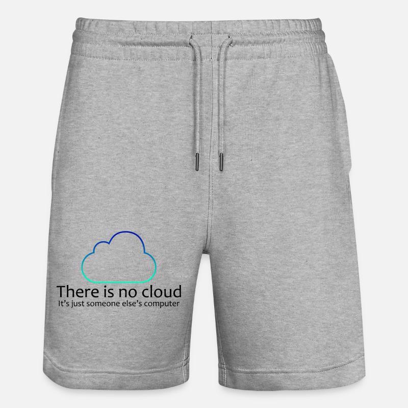 No Cloud Programming Funny Tee - Stanley/Stella Trainer Unisex Organic Jogging Shorts - heather grey