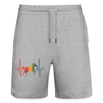 Cheval - Short de jogging bio TRAINER Stanley/Stella unisexe - gris chiné - Devant - Nik (191cm) & Marisol (170cm)