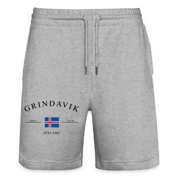 Île de Grindavík – Souvenir et cadeau de Noël - Short de jogging bio TRAINER Stanley/Stella unisexe - gris chiné - Devant - Nik (191cm) & Marisol (170cm)