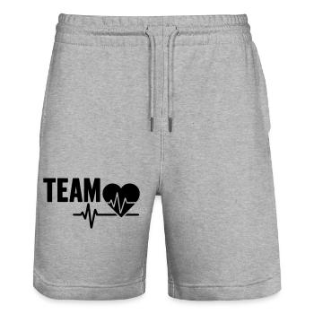 Herzschlag Team  - Stanley/Stella Unisex Bio Joggingshorts Trainer  - Grau meliert - Vorne - Nik (191cm) & Marisol (170cm)