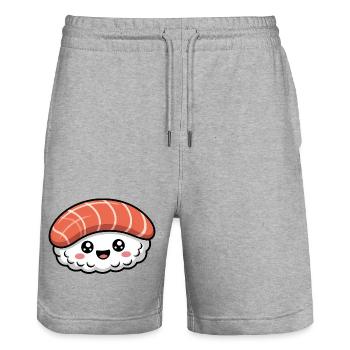 Kawaii Sushi - Stanley/Stella Trainer Unisex Organic Jogging Shorts - heather grey - Front - Nik (191cm) & Marisol (170cm)