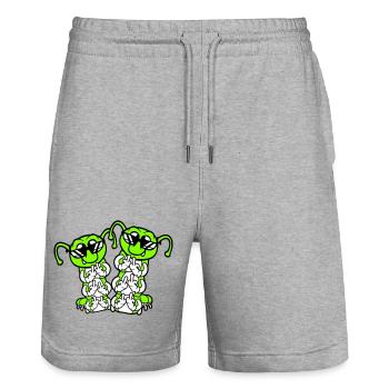 2 Raupe Mittelfinger Beleidigung Sonnenbrille Team - Stanley/Stella Unisex Bio Joggingshorts Trainer  - Grau meliert - Vorne - Nik (191cm) & Marisol (170cm)