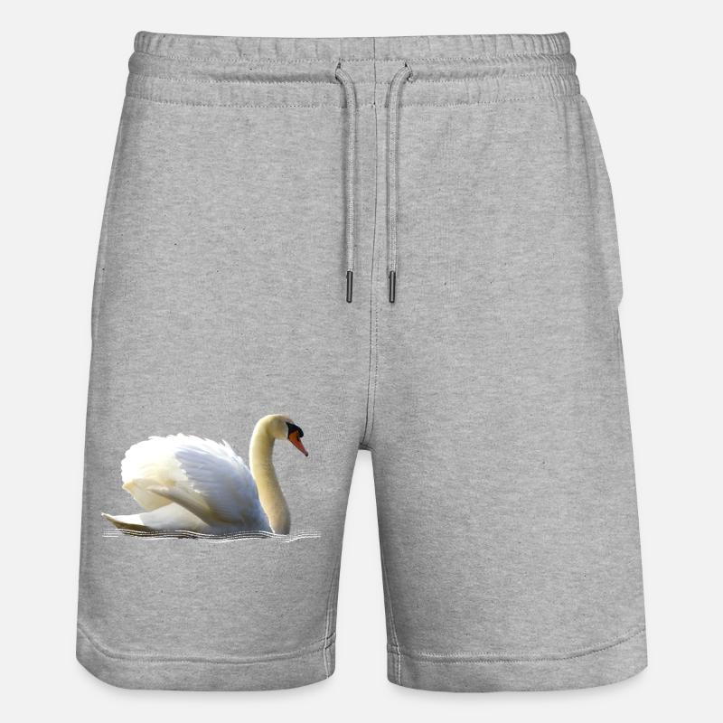 Cygne élégant avec détails d'ailes - Short de jogging bio TRAINER Stanley/Stella unisexe - gris chiné
