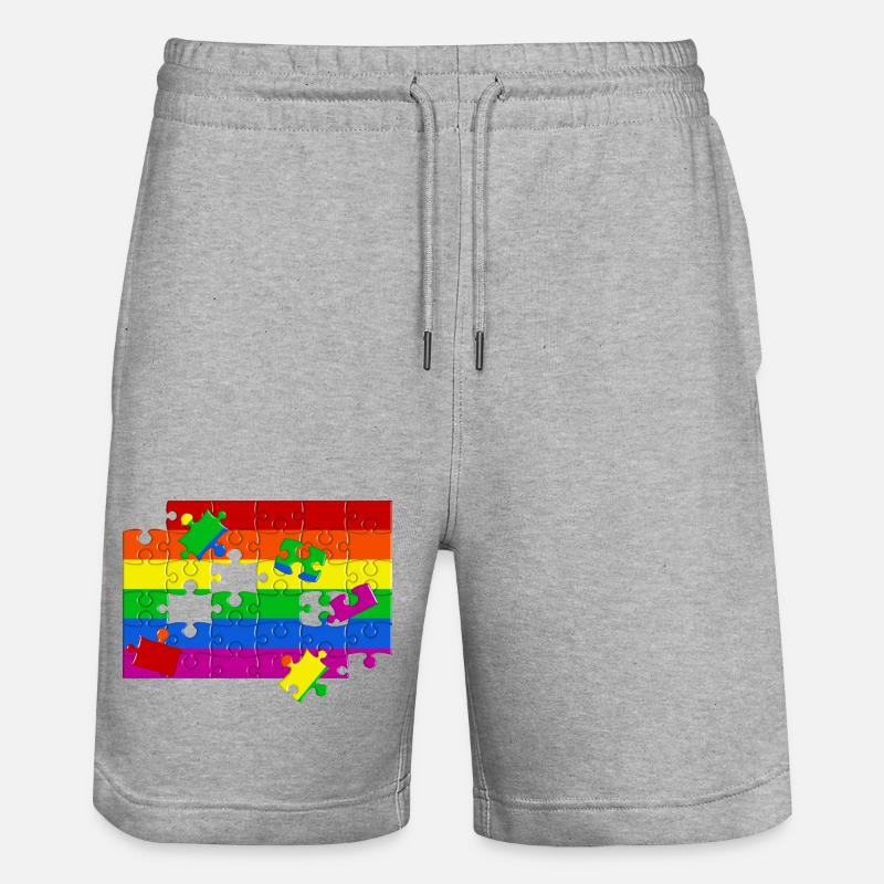 Puzzle drapeau LGTBQ+ - Short de jogging bio TRAINER Stanley/Stella unisexe - gris chiné