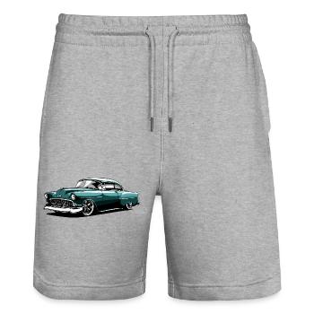 Conception de voitures classiques vintage - Short de jogging bio TRAINER Stanley/Stella unisexe - gris chiné - Devant - Nik (191cm) & Marisol (170cm)