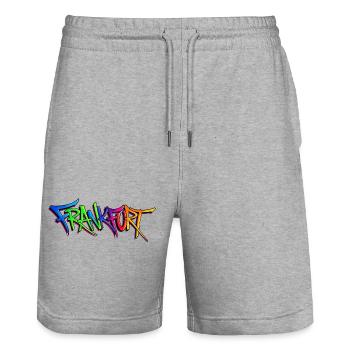 Graffiti-Style Frankfurt Stadtbild - Stanley/Stella Unisex Bio Joggingshorts Trainer  - Grau meliert - Vorne - Nik (191cm) & Marisol (170cm)