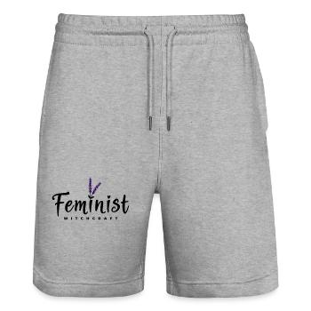 Halloween Hexen-Spruch mit Lavendel - Stanley/Stella Unisex Bio Joggingshorts Trainer  - Grau meliert - Vorne - Nik (191cm) & Marisol (170cm)
