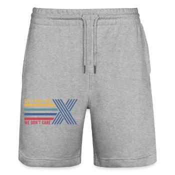 Retro 80er Jahre Gen X Uns ist das egal - Stanley/Stella Unisex Bio Joggingshorts Trainer  - Grau meliert - Vorne - Nik (191cm) & Marisol (170cm)