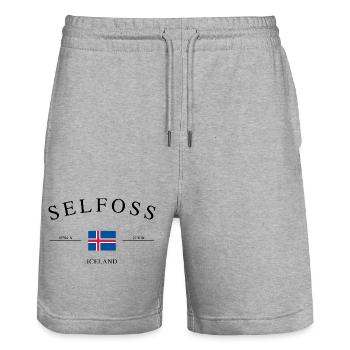Selfoss Island – Urlaub Souvenir & Geschenk - Stanley/Stella Unisex Bio Joggingshorts Trainer  - Grau meliert - Vorne - Nik (191cm) & Marisol (170cm)