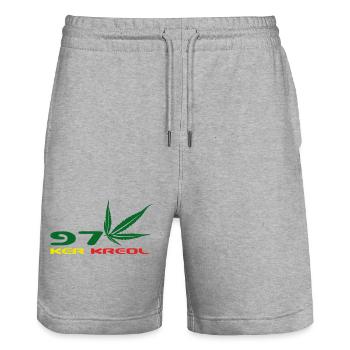 Design Cannabis Leaf Afrika - Stanley/Stella Unisex Bio Joggingshorts Trainer  - Grau meliert - Vorne - Nik (191cm) & Marisol (170cm)