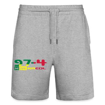 Design 974 Ker Kreol - Reunion Island - Rastafari - Stanley/Stella Trainer Unisex Organic Jogging Shorts - heather grey - Front - Nik (191cm) & Marisol (170cm)