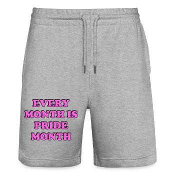 Every Month Is Pride Month - Stanley/Stella Trainer Unisex Organic Jogging Shorts - heather grey - Front - Nik (191cm) & Marisol (170cm)
