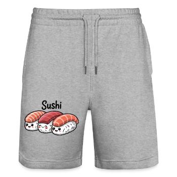Cute Sushi Kawaii Food Lover - Stanley/Stella Trainer Unisex Organic Jogging Shorts - heather grey - Front - Nik (191cm) & Marisol (170cm)