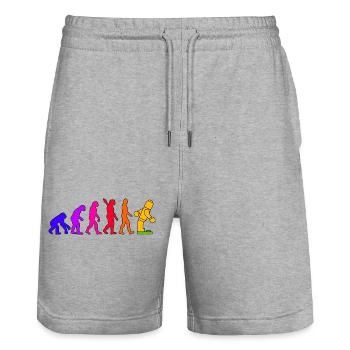 Klemmbaustein Evolution Menschheit Noppenbaustein - Stanley/Stella Unisex Bio Joggingshorts Trainer  - Grau meliert - Vorne - Nik (191cm) & Marisol (170cm)