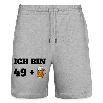 49 + 1 Bier Spruch Männer 50 Geburtstag - Stanley/Stella Unisex Bio Joggingshorts Trainer  - Grau meliert - Vorne - Nik (191cm) & Marisol (170cm)
