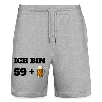59 + 1 Bier Spruch Männer 60. Geburtstag - Stanley/Stella Unisex Bio Joggingshorts Trainer  - Grau meliert - Vorne - Nik (191cm) & Marisol (170cm)