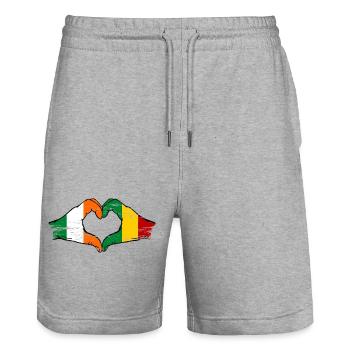 Drapeau Irlande Guinée Mains Forme de cœur utilisé - Short de jogging bio TRAINER Stanley/Stella unisexe - gris chiné - Devant - Nik (191cm) & Marisol (170cm)
