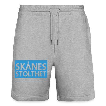 Illustration de la fierté de Skåne - Short de jogging bio TRAINER Stanley/Stella unisexe - gris chiné - Devant - Nik (191cm) & Marisol (170cm)
