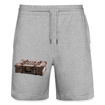Abenteuer-Koffer mit Entdecker-Design - Stanley/Stella Unisex Bio Joggingshorts Trainer  - Grau meliert - Vorne - Nik (191cm) & Marisol (170cm)