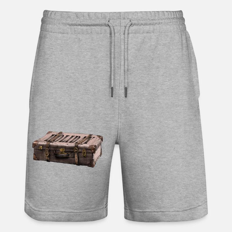 Abenteuer-Koffer mit Entdecker-Design - Stanley/Stella Unisex Bio Joggingshorts Trainer  - Grau meliert