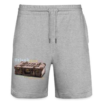 Vintage Koffer mit Reisewortschatz - Stanley/Stella Unisex Bio Joggingshorts Trainer  - Grau meliert - Vorne - Nik (191cm) & Marisol (170cm)