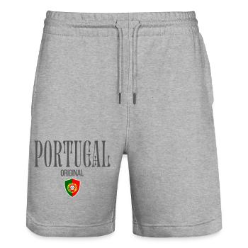 Portuguese pride, Portuguese patriot - Stanley/Stella Trainer Unisex Organic Jogging Shorts - heather grey - Front - Nik (191cm) & Marisol (170cm)