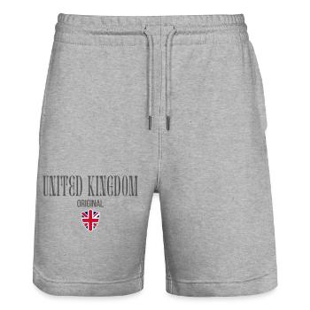 British pride, British patriot - Stanley/Stella Trainer Unisex Organic Jogging Shorts - heather grey - Front - Nik (191cm) & Marisol (170cm)