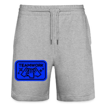 Symbol für Teamzusammenarbeit - Stanley/Stella Unisex Bio Joggingshorts Trainer  - Grau meliert - Vorne - Nik (191cm) & Marisol (170cm)