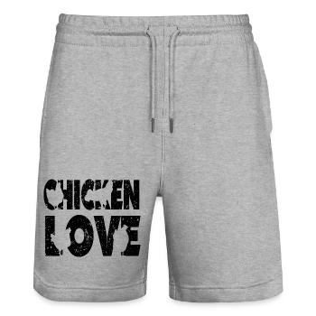 Chicken Love Graffiti Design - Stanley/Stella Unisex Bio Joggingshorts Trainer  - Grau meliert - Vorne - Nik (191cm) & Marisol (170cm)