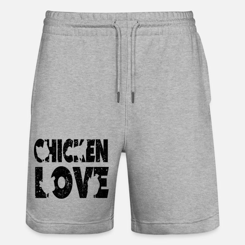 Poulet Amour Graffiti Design - Short de jogging bio TRAINER Stanley/Stella unisexe - gris chiné