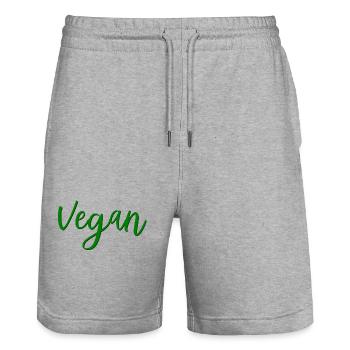 Vegan - Veganerin - Veganer - Stanley/Stella Trainer Unisex Organic Jogging Shorts - heather grey - Front - Nik (191cm) & Marisol (170cm)