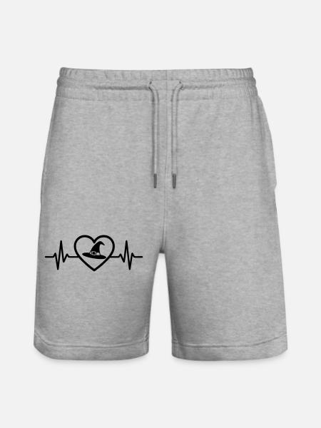 Hexenhut Halloween Herz - Stanley/Stella Unisex Bio Joggingshorts Trainer - Grau meliert
