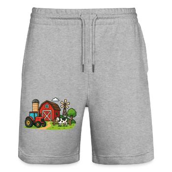 Rural Farm Scenery - Stanley/Stella Trainer Unisex Organic Jogging Shorts - heather grey - Front - Nik (191cm) & Marisol (170cm)