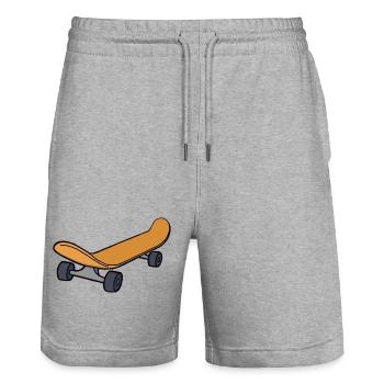 Vintage Skateboard Retro Illustration - Stanley/Stella Unisex Bio Joggingshorts Trainer  - Grau meliert - Vorne - Nik (191cm) & Marisol (170cm)