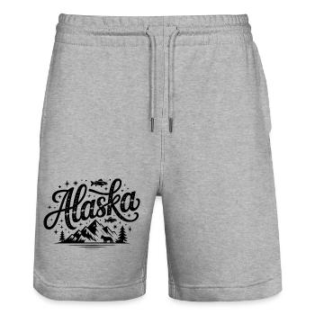 Alaska - Souvenir USA State Design - Stanley/Stella Unisex Bio Joggingshorts Trainer  - Grau meliert - Vorne - Nik (191cm) & Marisol (170cm)
