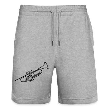 Trompete Skizze Geschenk für Trompeter - Stanley/Stella Unisex Bio Joggingshorts Trainer  - Grau meliert - Vorne - Nik (191cm) & Marisol (170cm)