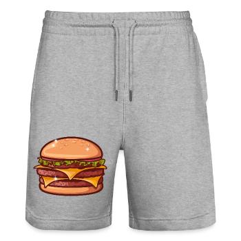 Juicy Cheeseburger - Stanley/Stella Trainer Unisex Organic Jogging Shorts - heather grey - Front - Nik (191cm) & Marisol (170cm)