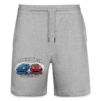 Doppelter Ärger - Synchronisiertes Chaos - Stanley/Stella Unisex Bio Joggingshorts Trainer  - Grau meliert - Vorne - Nik (191cm) & Marisol (170cm)