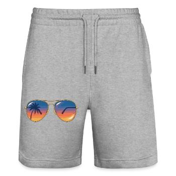 Sunglasses Sunset Palm  - Stanley/Stella Trainer Unisex Organic Jogging Shorts - heather grey - Front - Nik (191cm) & Marisol (170cm)