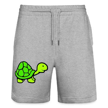Turtle long neck smiling happy funny - Stanley/Stella Trainer Unisex Organic Jogging Shorts - heather grey - Front - Nik (191cm) & Marisol (170cm)