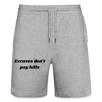 Excuses Don’t Pay Bills – Motivational Quote - Stanley/Stella Unisex Bio Joggingshorts Trainer  - Grau meliert - Vorne - Nik (191cm) & Marisol (170cm)
