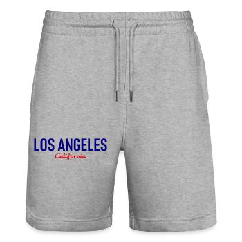 Los Angeles - Californie - Californie - États-Unis - Short de jogging bio TRAINER Stanley/Stella unisexe - gris chiné - Devant - Nik (191cm) & Marisol (170cm)