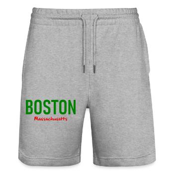 Boston - Massachusetts - USA - Amerika - America - Stanley/Stella Unisex Bio Joggingshorts Trainer  - Grau meliert - Vorne - Nik (191cm) & Marisol (170cm)