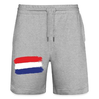 Drapeau néerlandais Coup de pinceau - Short de jogging bio TRAINER Stanley/Stella unisexe - gris chiné - Devant - Nik (191cm) & Marisol (170cm)