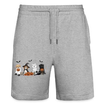 Hunde-Halloween - Stanley/Stella Unisex Bio Joggingshorts Trainer  - Grau meliert - Vorne - Nik (191cm) & Marisol (170cm)