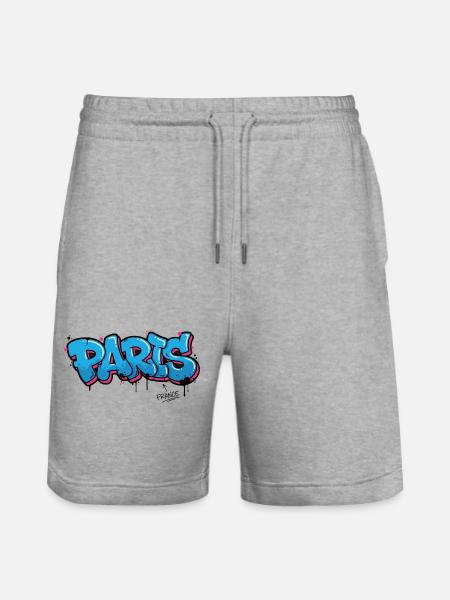 Graffiti Style Paris City Art Graphic - Stanley/Stella Trainer Unisex Organic Jogging Shorts - heather grey